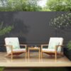 3 Piece Outdoor Chat Set With Table And 2 Adirondack Chairs - White / Brown Patina - Image 9