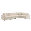 Convertible L Shaped Sectional Corner Couch With Armrest Storage Cup Holders USB Charger, Irregular Corner Oversized Comfy Modular Sofa - Beige - Image 2