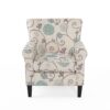 Upholstered Chair With Floral Pattern Design And Solid Wood Legs - Multi Color - Image 5