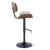 Lombardi - Mid-Century Modern Adjustable Barstool With Swivel (Set of 2) - Walnut / Cream - Image 4