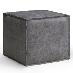 Brody - Square Pouf - Distressed Black