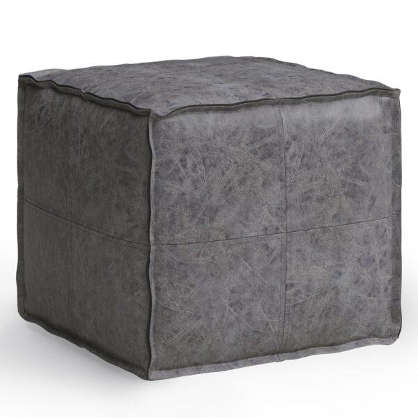 Brody - Square Pouf - Distressed Black