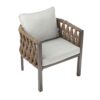 2 Pieces Outdoor Metal Patio Club Chair, Patio Furniture Arm Chair With Cushion, Modern Outdoor Furniture Deep Seating For Porch, Garden, Backyard, Balcony - Brown / Light Gray - Image 7