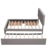 Queen Size Upholstered Platform Bed With 2 Drawers And 1 Twin Long Trundle - Light Gray - Image 5