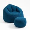 Bedding Bean Bag Sofa Chair High Pressure Foam Bean Bag Chair Adult Material With Padded Foam Padding Compressed Bean Bag With Footrest - Blue - Image 19