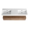 Contemporary Wall Mounted Bathroom Vanity With Dual Resin Sink And Soft Close Drawer - Imitative Oak - Image 14