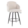 Dahlia - Contemporary Fixed Height Counter Stool With Round Footrest (Set of 2) - Matte Black / Cream / Chrome - Image 2
