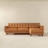 Allison - Right Facing Leather Sectional Sofa - Tan - Image 4