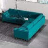 Amber - Velvet Corner Sectional Sofa - Teal - Image 6