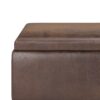 Owen - Tray Top Small Coffee Table Storage Ottoman - Distressed Chestnut Brown - Image 7