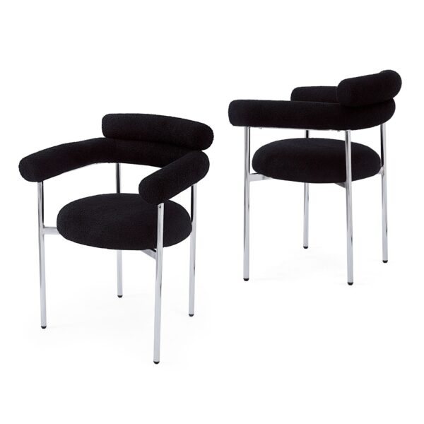 Contemporary Upholstered Armchair Dining Chairs With Metal Legs (Set of 2) - Black