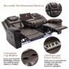 3 Pieces Recliner Sofa Sets Home Theater Seating Manual Recliner Chair With Center Console And Led Light Strip For Living Room - Brown - Image 7