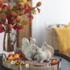 Resin Standing & Lying Down Squirrel Rustic, For Harvest Festival Fall Festival & Thanksgiving Table Decorations (Set of 2) - Antique Cream - Image 9