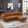 Addison - Right Sectional Leather Sofa - Cognac - Image 7