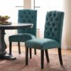 Harriet - Tufted Dining Chairs With Solid Wood Frame And Soft (Set of 2) - Teal Green - Image 2