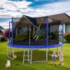 14Ft For Kids Children With Safety Enclosure Net Outdoor Backyards Large Recreational Trampoline - Blue - Image 11