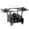 Outdoor Grill Table For Big Egg Style Bbq Metal Grill Cart With 2 Folding Panels Metal - Black - Image 9