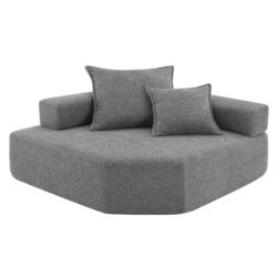 Corner Frame For Oversized Modular U Shaped Sectional, Floor Couch Convertible Compressed Couch Spacious Foam Filled Sofa - Gray
