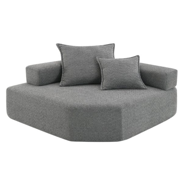 Corner Frame For Oversized Modular U Shaped Sectional, Floor Couch Convertible Compressed Couch Spacious Foam Filled Sofa - Gray