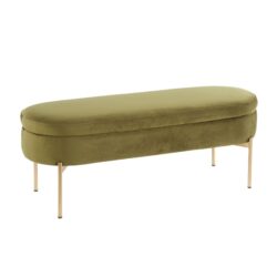 Chloe - Contemporary / Glam Storage Bench - Gold / Green