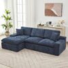 Cloud Sectional Sofa Upholstered Sofa Couch With Double-Layer Cushion And Side Pockets - Blue - Image 12