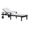 Jason - Chaise Lounge Adjustable Acacia Wood Outdoor Furniture - Black White - Image 2