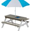 Wooden Kids Picnic Table, Sand And Water Table With Umbrella, Activity Table For Outdoor Backyard Patio Play - White / Gray - Image 12