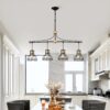 Dining Room Light Fixture / Chandelier Table, 40 -" Hanging For Farmhouse Linear Chandeliers, 5 Light Kitchen Island Lighting Ceiling Chandelier, With Metal Lampshade - Gold / Matte Black - Image 4