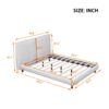 Queen Size Upholstered Platform Bed With 2 Large Headrests And Thick - Beige - Image 10
