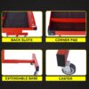 Adjustable Tear Down Work Table With Drawer For Garages, Repair Shops, And Diy, Portable, (4) 2.5" Swivel Casters, 220 Pound Capacity, Rubber Corners, Heavy Duty Steel - Red - Image 13