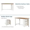 5 Pieces Counter Height Rustic Farmhouse Dining Room Wooden Bar Table Set With 2 Stools And 2 Chairs - White - Image 3