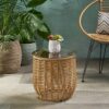 Arias - Boho Side Table With Tempered Glass Top - Light Brown - Image 4