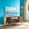 Buffet With Metal Legs With Two Door One Drawer Six Shelves - Light Brown / Black - Image 2