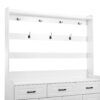 Minimalist 4 Door Shoe Cabinet With Coat Rack, Spacious Top, 3 Drawers, 8 Shelves, Metal Hooks And Handles For Hallway - White - Image 16
