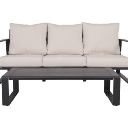 3 Person Sofa With Rectangular Coffee Table, Cushions Tino Tino - Beige
