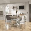 Tannen - Round 5 Piece Dining Table (Set of 5) - White And Gray - Image 2