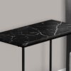 Accent Side Table, Narrow, Small, 2 Tier, Marble Look Contemporary & Modern - Black - Image 2