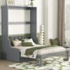 Queen Size Murphy Wall Bed With Cushion, Space Saving - Gray - Image 11
