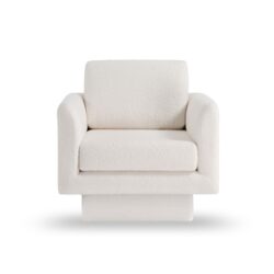 360° Modern Swivel Accent Chair Round Armchair, Thick Padded Single Lounge Sofa Upholstered Comfy - Cream