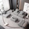 Modern Oversized Modular Sectional Sofa, Sparkling Chenille Fabric Soft Cushion Sofa With 6 Pillows, 6 Pieces Diy Combination Tufted Sofa, No Assembly Required - Gray - Image 11