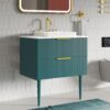 Elena - Modern Bathroom Vanity With Sink Luxury Bathroom Vanity With Ample Storage, 2 Soft Close Drawers, 2 In 1 Floating Or Freestanding Design - Blue - Image 4