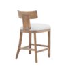 Counter Stools (Set of 2), Upholstered Counter Height Bar Stools With Solid Rubber Wood Frame, Backrest, Footrest, Armless Barstools For Home Bar, Kitchen Counter - Beige / Natural - Image 9
