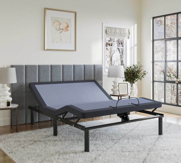 Bt2500 - Queen Adjustable Bed Base With Full-Range Positions Adjustment - Blue / Gray
