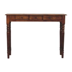 Turned Legs 3 Drawer Console - Brown