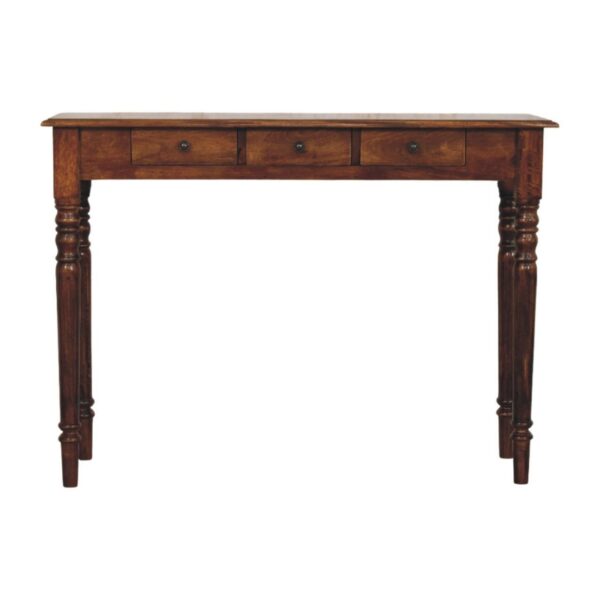 Turned Legs 3 Drawer Console - Brown