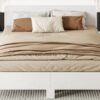 King Size Floating Platform Bed, With LED Lights, Bedside Nightstand - White - Image 10