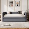 Modern Style Twin Size Upholstered Daybed With Trundle For Guest Room, Small Bedroom, Study Room - Gray - Image 4
