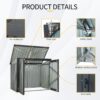 Garbage Bin Shed Stores 2 Trash Cans Metal Outdoor Bin Shed For Garbage Storage, Stainless Galvanized Steel, Bin Shed For Garden Yard Lawn - Black - Image 5