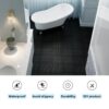 Interlocking Deck Tiles Plastic Waterproof Outdoor All Weather Anti-Slip Bathroom Shower Balcony Porch Strong Weight Capacity Upto 6613 Lbs, Rosette Pattern Pack Of 12 - Black - Image 6