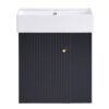 Modern Floating Bathroom Vanity With Ceramic Basin, Perfect For Small Bathrooms, Right Side Storage - Black - Image 10